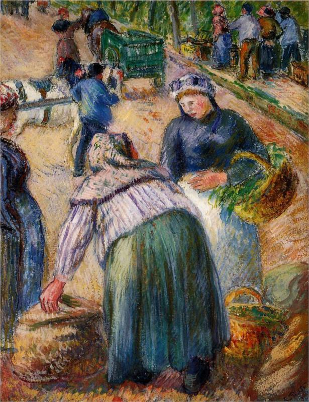 Potato Market, Boulevard des Fosses, Pontoise - Camille Pissarro Paintings